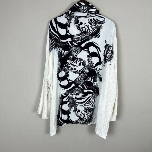CAROLINE ROSE Jacket Topper Womens 3X White Black Textured Zip‎ Up Artsy Animal - Picture 8 of 13